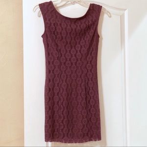 Forever 21 Purple Backless Crochet Knit Mini Dress